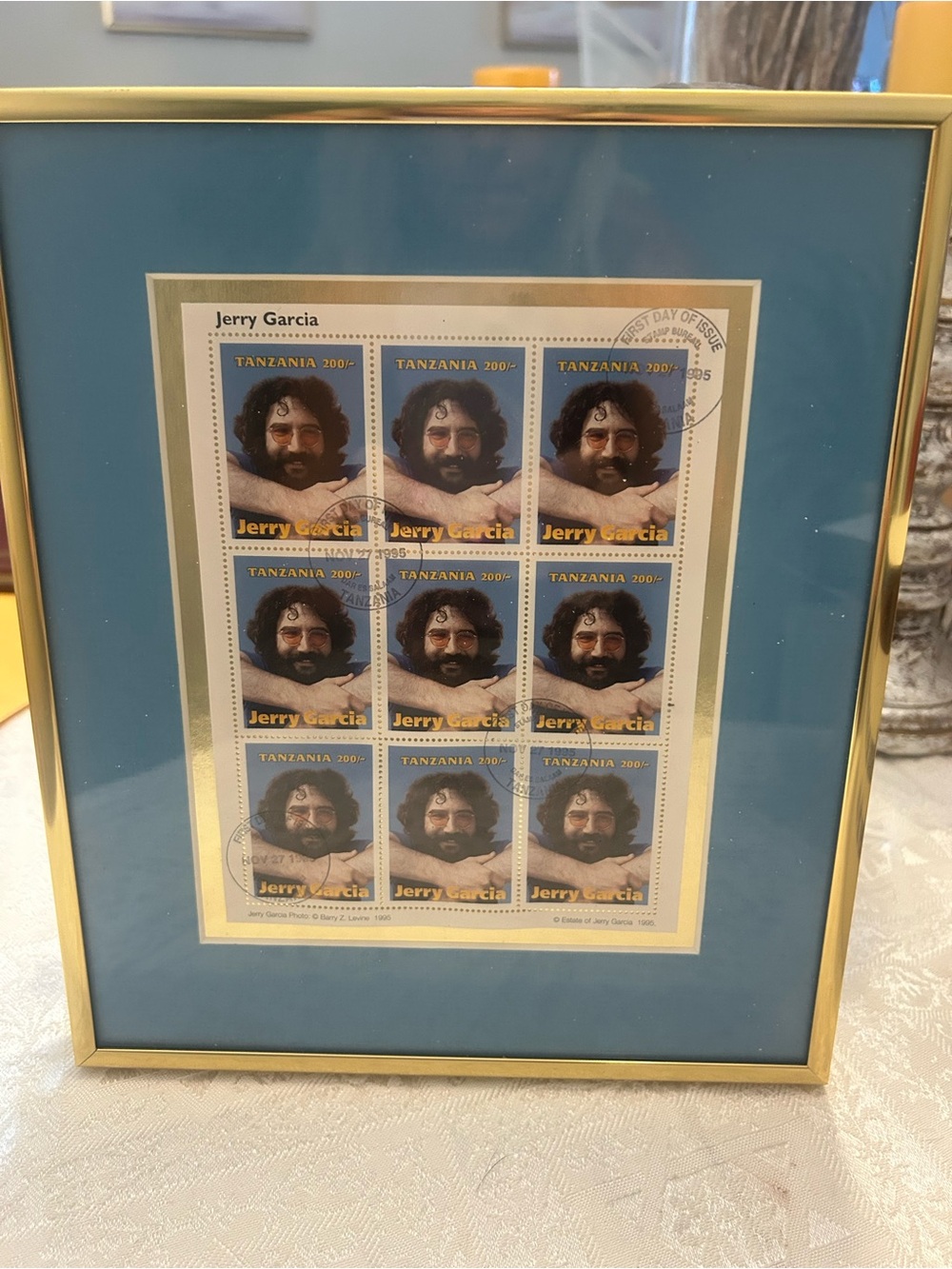 Framed Jerry Garcia Stamp Art Picture